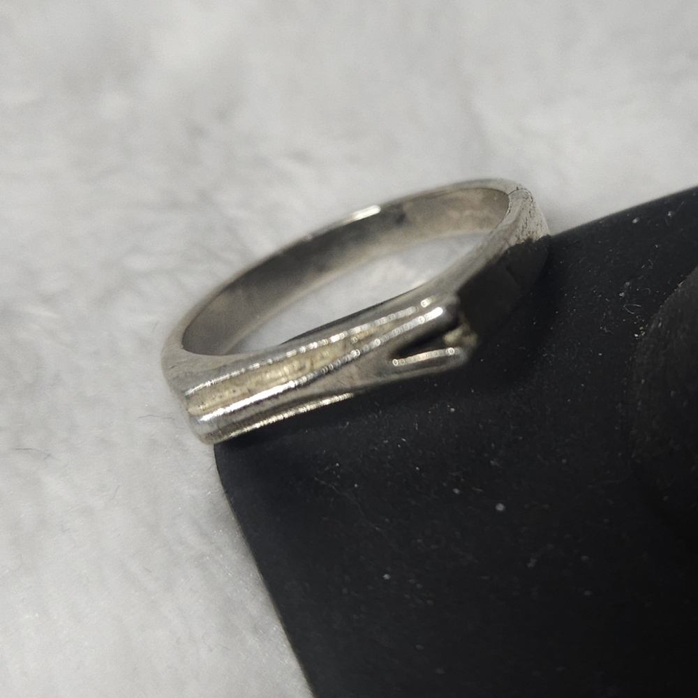 Vtg 'Fork In The Road' Silver Tone Ring, 7
